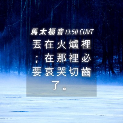 Picture 04 - 馬 太 福 音 13:50 CUVT - 丟 在 火 爐 裡 ； 在 那 裡 必 要 哀 - Bible Verse Picture