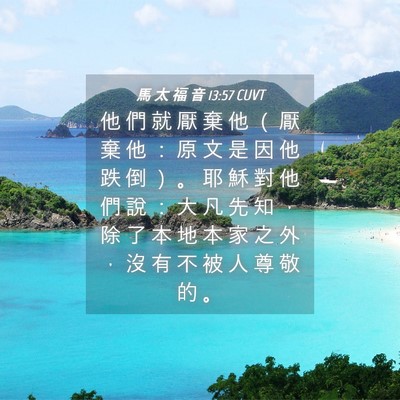 Picture 04 - 馬 太 福 音 13:57 CUVT - 他 們 就 厭 棄 他 （ 厭 棄 他 ： 原 - Bible Verse Picture
