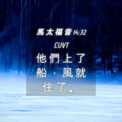 Picture 04 - 馬 太 福 音 14:32 CUVT - 他 們 上 了 船 ， 風 就 住 了 - Bible Verse Picture