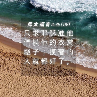 Picture 04 - 馬 太 福 音 14:36 CUVT - 只 求 耶 穌 准 他 們 摸 他 的 衣 裳 - Bible Verse Picture