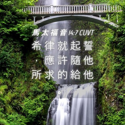 Picture 04 - 馬 太 福 音 14:7 CUVT - 希 律 就 起 誓 ， 應 許 隨 他 所 求 - Bible Verse Picture