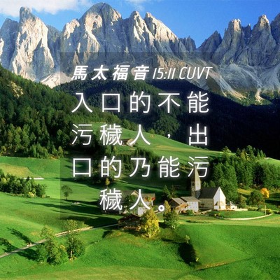Picture 04 - 馬 太 福 音 15:11 CUVT - 入 口 的 不 能 污 穢 人 ， 出 口 的 - Bible Verse Picture