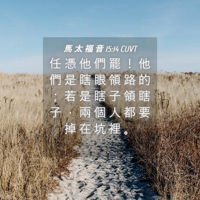 Picture 04 - 馬 太 福 音 15:14 CUVT - 任 憑 他 們 罷 ！ 他 們 是 瞎 眼 領 - Bible Verse Picture