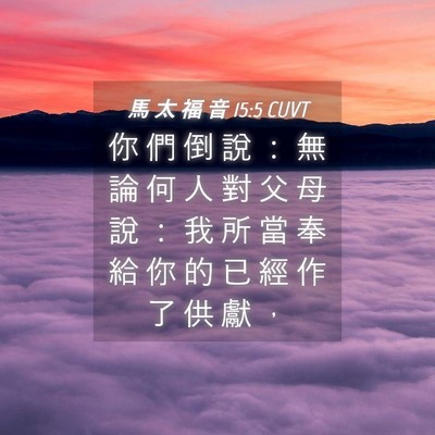 Picture 04 - 馬 太 福 音 15:5 CUVT - 你 們 倒 說 ： 無 論 何 人 對 父 母 - Bible Verse Picture