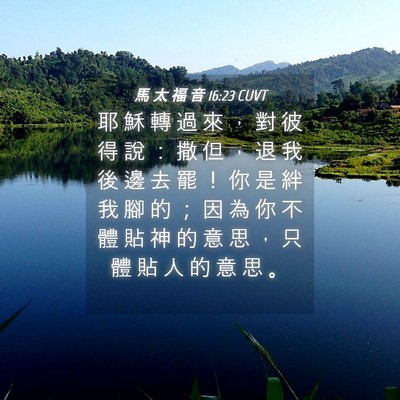 Picture 04 - 馬 太 福 音 16:23 CUVT - 耶 穌 轉 過 來 ， 對 彼 得 說 ： 撒 - Bible Verse Picture