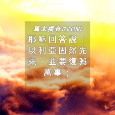 Picture 04 - 馬 太 福 音 17:11 CUVT - 耶 穌 回 答 說 ： 以 利 亞 固 然 先 - Bible Verse Picture