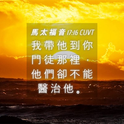 Picture 04 - 馬 太 福 音 17:16 CUVT - 我 帶 他 到 你 門 徒 那 裡 ， 他 們 - Bible Verse Picture