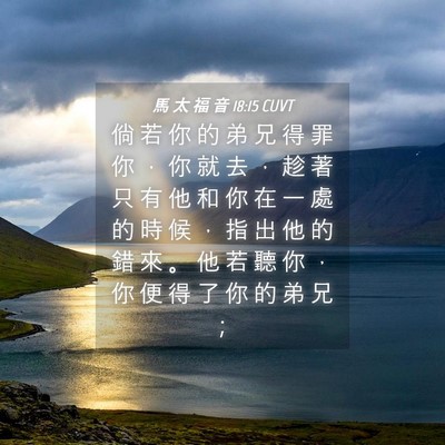Picture 04 - 馬 太 福 音 18:15 CUVT - 倘 若 你 的 弟 兄 得 罪 你 ， 你 就 - Bible Verse Picture