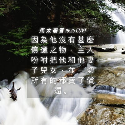 Picture 04 - 馬 太 福 音 18:25 CUVT - 因 為 他 沒 有 甚 麼 償 還 之 物 ， - Bible Verse Picture