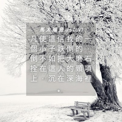 Picture 04 - 馬 太 福 音 18:6 CUVT - 凡 使 這 信 我 的 一 個 小 子 跌 倒 - Bible Verse Picture