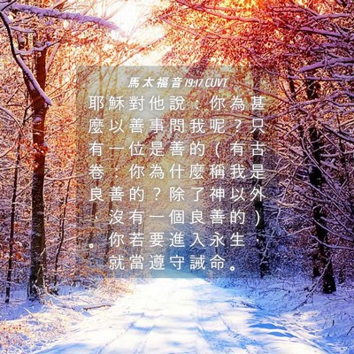 Picture 04 - 馬 太 福 音 19:17 CUVT - 耶 穌 對 他 說 ： 你 為 甚 麼 以 善 - Bible Verse Picture