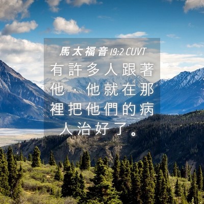 Picture 04 - 馬 太 福 音 19:2 CUVT - 有 許 多 人 跟 著 他 ， 他 就 在 那 - Bible Verse Picture