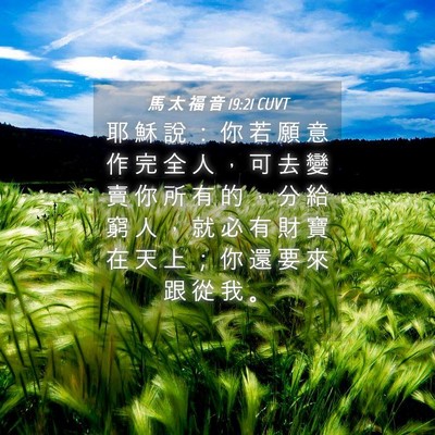 Picture 04 - 馬 太 福 音 19:21 CUVT - 耶 穌 說 ： 你 若 願 意 作 完 全 人 - Bible Verse Picture