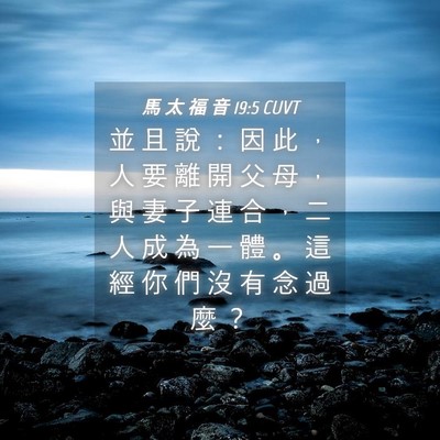 Picture 04 - 馬 太 福 音 19:5 CUVT - 並 且 說 ： 因 此 ， 人 要 離 開 父 - Bible Verse Picture