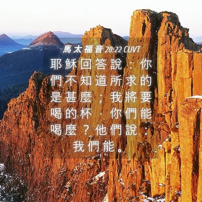 Picture 04 - 馬 太 福 音 20:22 CUVT - 耶 穌 回 答 說 ： 你 們 不 知 道 所 - Bible Verse Picture