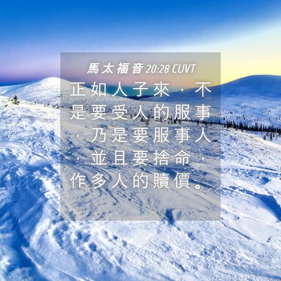 Picture 04 - 馬 太 福 音 20:28 CUVT - 正 如 人 子 來 ， 不 是 要 受 人 的 - Bible Verse Picture