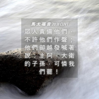 Picture 04 - 馬 太 福 音 20:31 CUVT - 眾 人 責 備 他 們 ， 不 許 他 們 作 - Bible Verse Picture