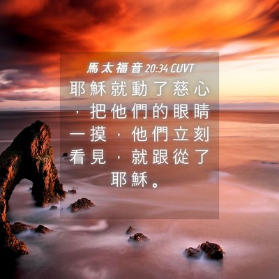 Picture 04 - 馬 太 福 音 20:34 CUVT - 耶 穌 就 動 了 慈 心 ， 把 他 們 的 - Bible Verse Picture