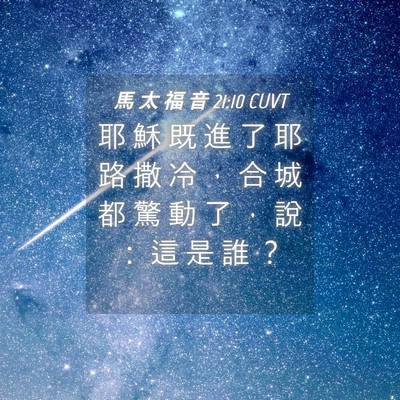Picture 04 - 馬 太 福 音 21:10 CUVT - 耶 穌 既 進 了 耶 路 撒 冷 ， 合 城 - Bible Verse Picture