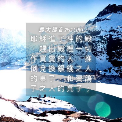Picture 04 - 馬 太 福 音 21:12 CUVT - 耶 穌 進 了 神 的 殿 ， 趕 出 殿 裡 - Bible Verse Picture