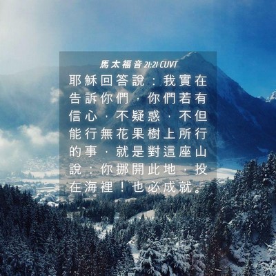 Picture 04 - 馬 太 福 音 21:21 CUVT - 耶 穌 回 答 說 ： 我 實 在 告 訴 你 - Bible Verse Picture
