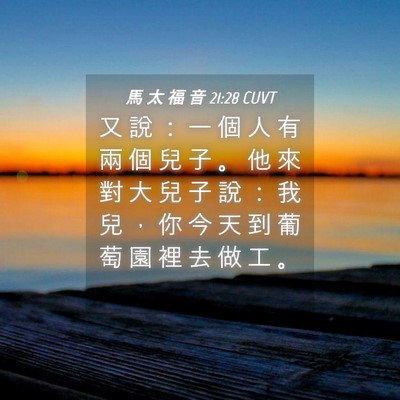 Picture 04 - 馬 太 福 音 21:28 CUVT - 又 說 ： 一 個 人 有 兩 個 兒 子 。 - Bible Verse Picture