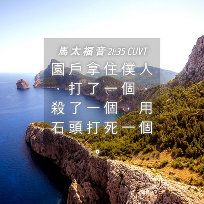 Picture 04 - 馬 太 福 音 21:35 CUVT - 園 戶 拿 住 僕 人 ， 打 了 一 個 ， - Bible Verse Picture