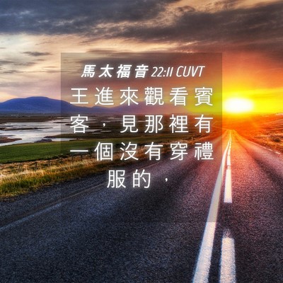 Picture 04 - 馬 太 福 音 22:11 CUVT - 王 進 來 觀 看 賓 客 ， 見 那 裡 有 - Bible Verse Picture