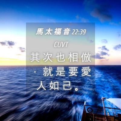 Picture 04 - 馬 太 福 音 22:39 CUVT - 其 次 也 相 倣 ， 就 是 要 愛 人 如 - Bible Verse Picture