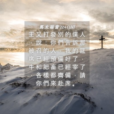 Picture 04 - 馬 太 福 音 22:4 CUVT - 王 又 打 發 別 的 僕 人 ， 說 ： 你 - Bible Verse Picture
