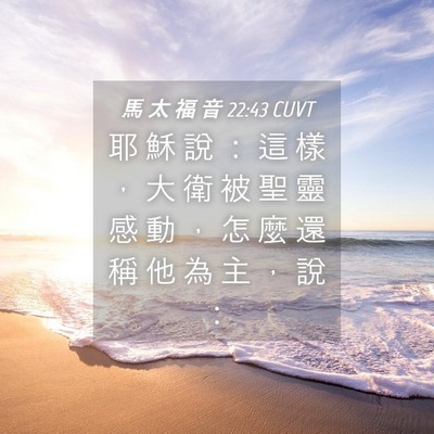Picture 04 - 馬 太 福 音 22:43 CUVT - 耶 穌 說 ： 這 樣 ， 大 衛 被 聖 靈 - Bible Verse Picture
