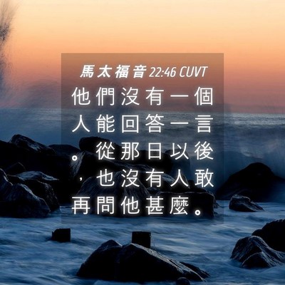 Picture 04 - 馬 太 福 音 22:46 CUVT - 他 們 沒 有 一 個 人 能 回 答 一 言 - Bible Verse Picture
