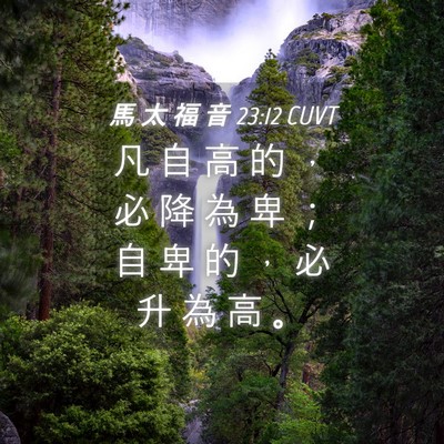 Picture 04 - 馬 太 福 音 23:12 CUVT - 凡 自 高 的 ， 必 降 為 卑 ； 自 卑 - Bible Verse Picture