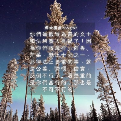Picture 04 - 馬 太 福 音 23:23 CUVT - 你 們 這 假 冒 為 善 的 文 士 和 法 - Bible Verse Picture