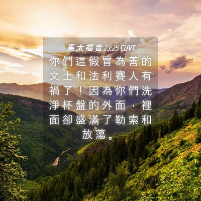 Picture 04 - 馬 太 福 音 23:25 CUVT - 你 們 這 假 冒 為 善 的 文 士 和 法 - Bible Verse Picture