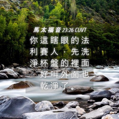 Picture 04 - 馬 太 福 音 23:26 CUVT - 你 這 瞎 眼 的 法 利 賽 人 ， 先 洗 - Bible Verse Picture