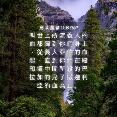 Picture 04 - 馬 太 福 音 23:35 CUVT - 叫 世 上 所 流 義 人 的 血 都 歸 到 - Bible Verse Picture
