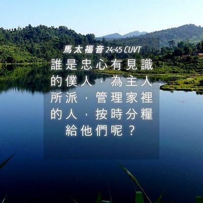 Picture 04 - 馬 太 福 音 24:45 CUVT - 誰 是 忠 心 有 見 識 的 僕 人 ， 為 - Bible Verse Picture