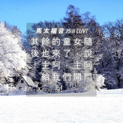 Picture 04 - 馬 太 福 音 25:11 CUVT - 其 餘 的 童 女 隨 後 也 來 了 ， 說 - Bible Verse Picture