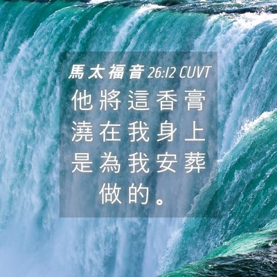Picture 04 - 馬 太 福 音 26:12 CUVT - 他 將 這 香 膏 澆 在 我 身 上 是 為 - Bible Verse Picture