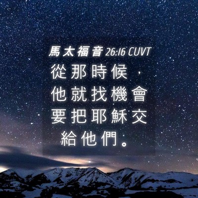 Picture 04 - 馬 太 福 音 26:16 CUVT - 從 那 時 候 ， 他 就 找 機 會 要 把 - Bible Verse Picture