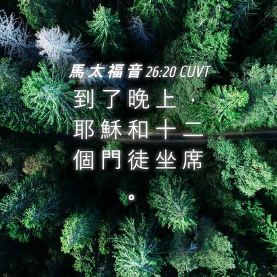 Picture 04 - 馬 太 福 音 26:20 CUVT - 到 了 晚 上 ， 耶 穌 和 十 二 個 門 - Bible Verse Picture