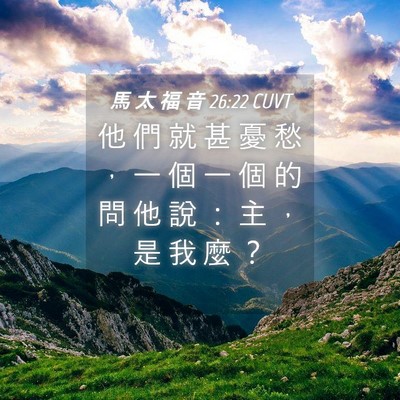 Picture 04 - 馬 太 福 音 26:22 CUVT - 他 們 就 甚 憂 愁 ， 一 個 一 個 的 - Bible Verse Picture
