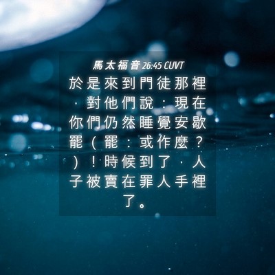 Picture 04 - 馬 太 福 音 26:45 CUVT - 於 是 來 到 門 徒 那 裡 ， 對 他 們 - Bible Verse Picture