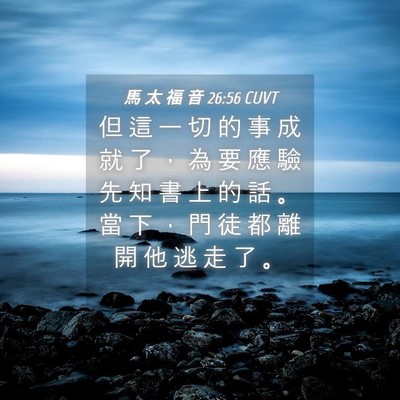 Picture 04 - 馬 太 福 音 26:56 CUVT - 但 這 一 切 的 事 成 就 了 ， 為 要 - Bible Verse Picture