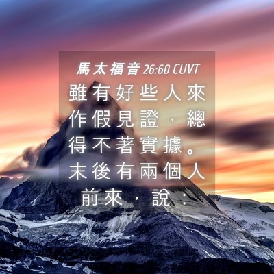 Picture 04 - 馬 太 福 音 26:60 CUVT - 雖 有 好 些 人 來 作 假 見 證 ， 總 - Bible Verse Picture