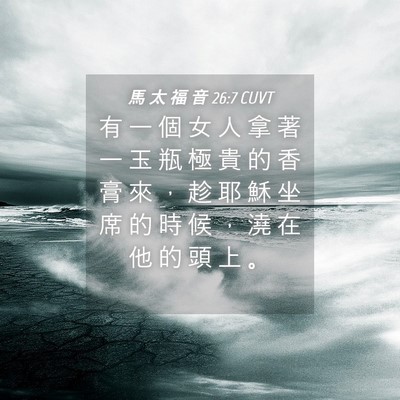 Picture 04 - 馬 太 福 音 26:7 CUVT - 有 一 個 女 人 拿 著 一 玉 瓶 極 貴 - Bible Verse Picture