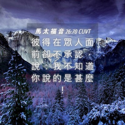 Picture 04 - 馬 太 福 音 26:70 CUVT - 彼 得 在 眾 人 面 前 卻 不 承 認 ， - Bible Verse Picture