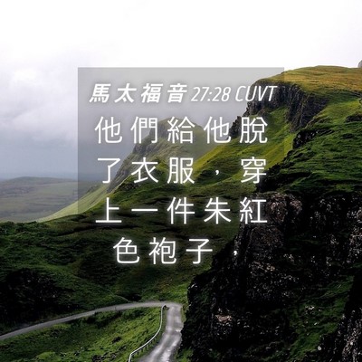 Picture 04 - 馬 太 福 音 27:28 CUVT - 他 們 給 他 脫 了 衣 服 ， 穿 上 一 - Bible Verse Picture