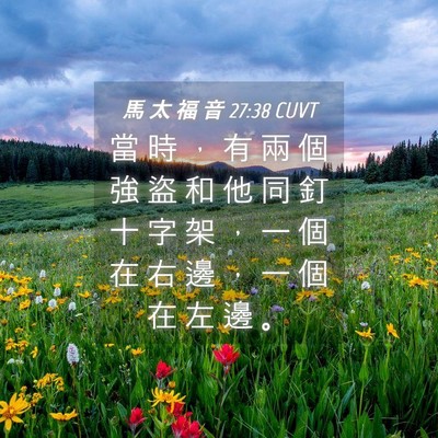 Picture 04 - 馬 太 福 音 27:38 CUVT - 當 時 ， 有 兩 個 強 盜 和 他 同 釘 - Bible Verse Picture